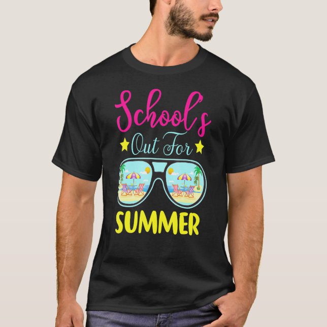 Camiseta Último Dia De Escolas Para Professores De Verão (Frente)
