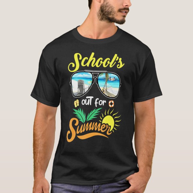 Camiseta Último Dia De Escolas Para Professores De Verão (Frente)