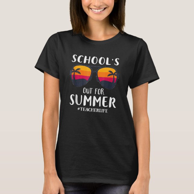 Camiseta Último Dia De Escolas Para Professores De Verão (Frente)