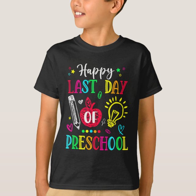 Camiseta Último Dia De Pré-Escola Olá Verão Presente De For (Frente)