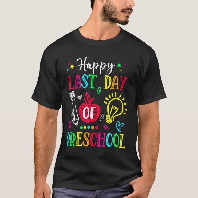 Camiseta Último Dia Do Pré-Escolar Olá Verão Presente De Fo (Frente)