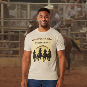 Camiseta Último Rodeio Cowboys Sunset Groom's Name Solteiro