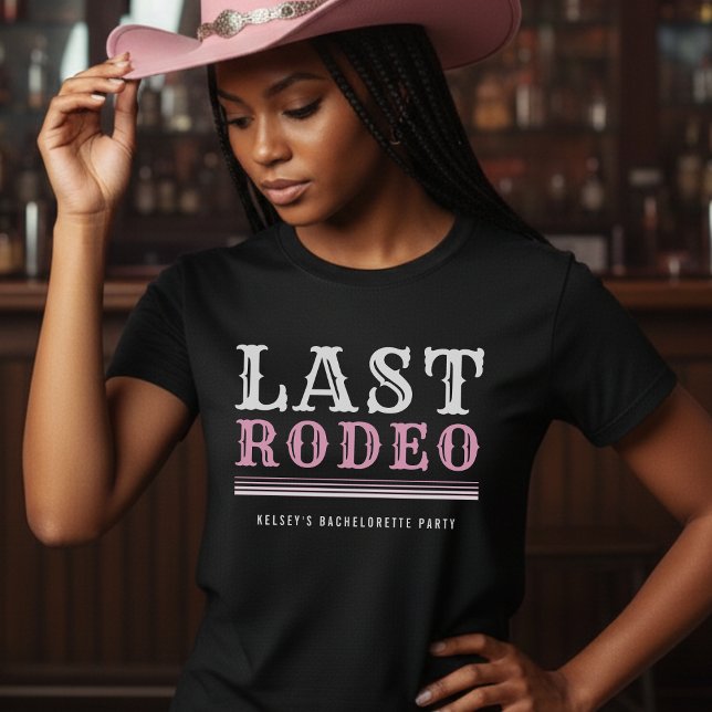 Camiseta Último Rodeio da Despedida de Solteira Rosa e Pret (Criador carregado)