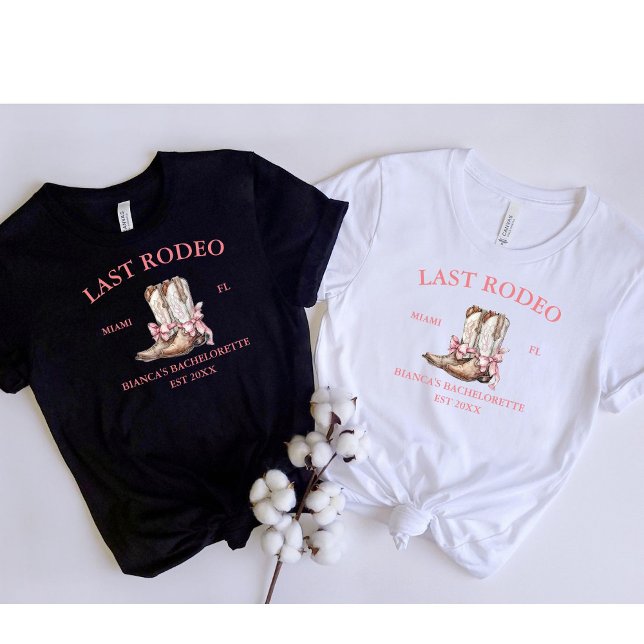 Camiseta Último Rodeio Western Coquette botas Bachelorette (Criador carregado)