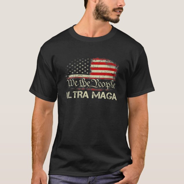 Camiseta Ultra Maga Proud Anti Biden US Flag Pro Trump 2024 (Frente)
