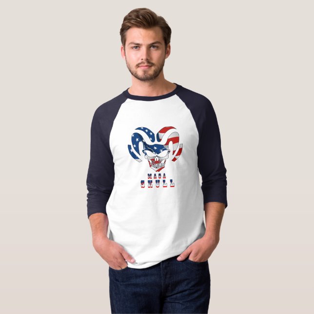Camiseta Ultra Maga Skull | Capa básica 3/4 masculina Ragla (Frente Completa)
