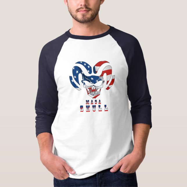 Camiseta Ultra Maga Skull | Capa básica 3/4 masculina Ragla (Frente)
