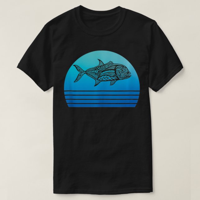 Camiseta Ulua Fishing Native Hawaiian Tshirt  Hawaiian Trib (Frente do Design)