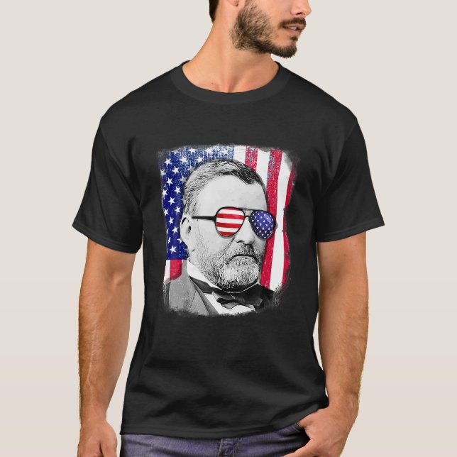 Camiseta Ulysses S Grant EUA flag TShirt 4 de julho (Frente)