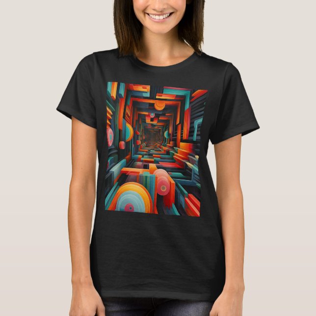 Camiseta Um abstrato óptico mínimo trabalho de arte 1 (Frente)