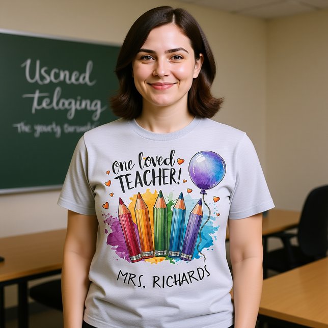 Camiseta Um Adorado Professor Personalizado Obrigado Presen (One Loved Teacher Personalised Thank You Gift T-Shirt)