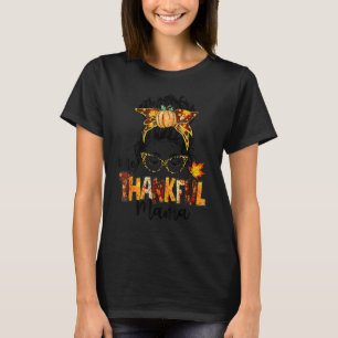 Camiseta Um agradecido Mama Mensagem Bun Fall Autumn Graças