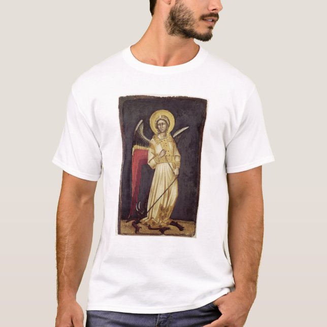 Camiseta Um anjo com um demónio em uma corrente (Frente)