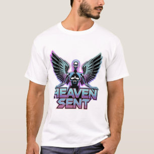 Camiseta Um anjo metálico brilhante com asas, design Y2K