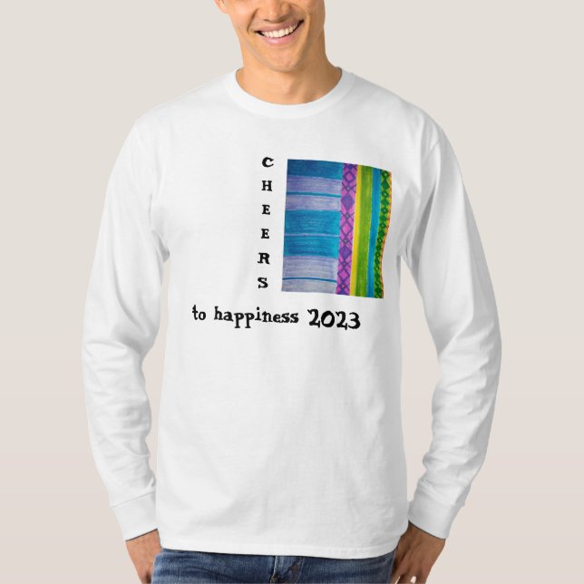 Camiseta Um ano novo e muito animado, 2023 cores T-Shirt (Frente)