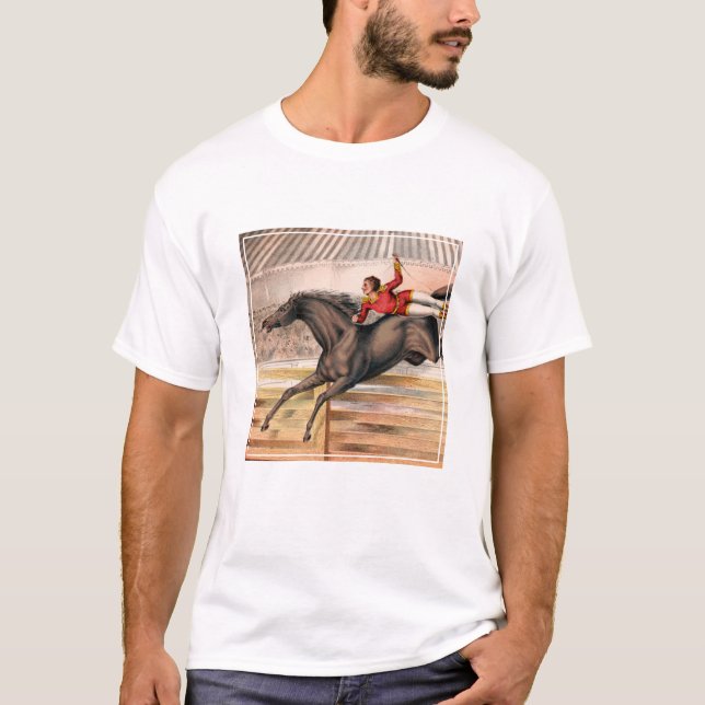 Camiseta Um Artista De Circo A Andar Com Um Cavalo De Salto (Frente)