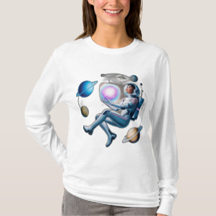Camiseta Um asteróide flutuante coberto com uma pequena vil