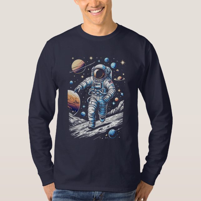 Camiseta Um astronauta correndo na lua (Frente)
