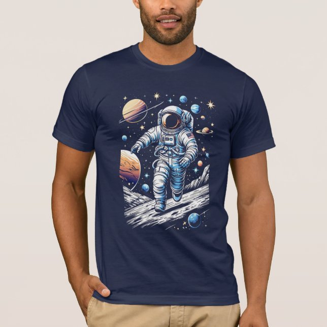 Camiseta Um astronauta correndo na lua (Frente)