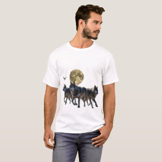 Camiseta Um bando de lobos com asas e pistas brilhantes