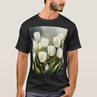 Um bando de Tulipas Brancas em um Jardim Serene
