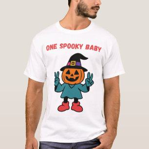 Camiseta Um Bebê Assustador de Halloween Abóbora Bruxa Pers