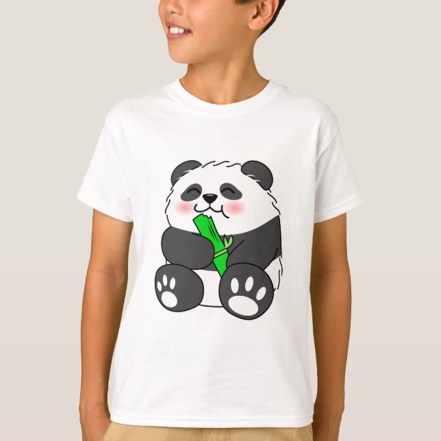 Camiseta Um Bebê Bonito Comendo Bambu Stalk (Frente)
