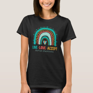 Camiseta Um belo arco-íris ao vivo do amor Aceita Autismo L