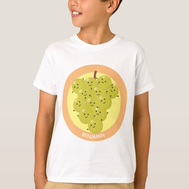 Camiseta Um belo cacho engraçado de desenho animado de uva (Frente)