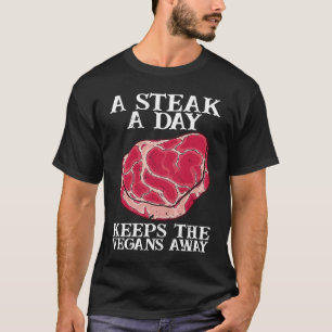 Camiseta Um bife por dia carne crua de bife Comida de carne