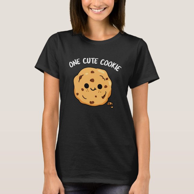 Camiseta Um Biscoito Bonito Engraçado Comida Pun Escuro BG (Frente)