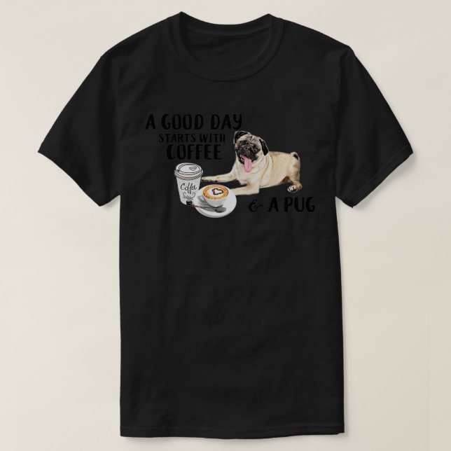 Camiseta Um bom dia começa com café e um cachorro (Frente do Design)