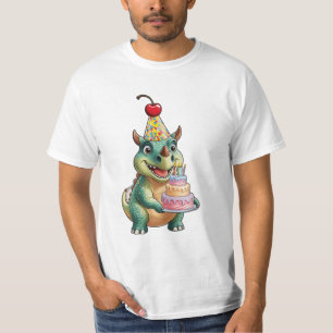 Camiseta Um bonito desenho animado Tricerátops com chapéu d