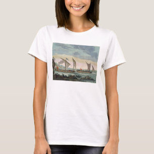 Camiseta Um Brigantine que dá a perseguição a um Felucca