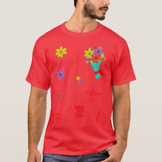 Camiseta Um buquê colorido de flores com o conjunto de pres