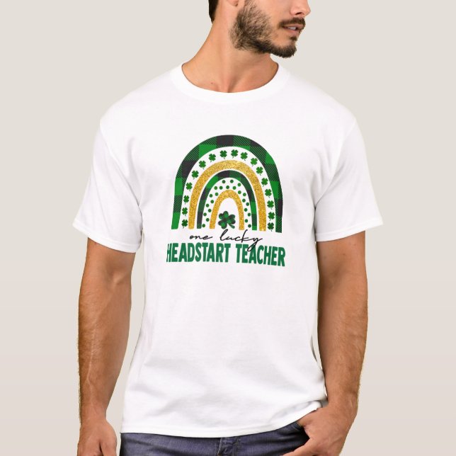 Camiseta Um Cabeçalho Feliz Professor Rainbow St Patricks D (Frente)