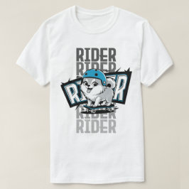 Camiseta Um cachorrinho da Pomerânia andando de skate