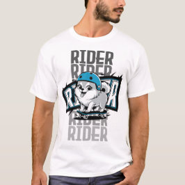 Camiseta Um cachorrinho da Pomerânia andando de skate