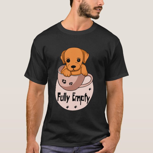 Camiseta Um cachorrinho Kawaii completamente vazio numa can (Frente)