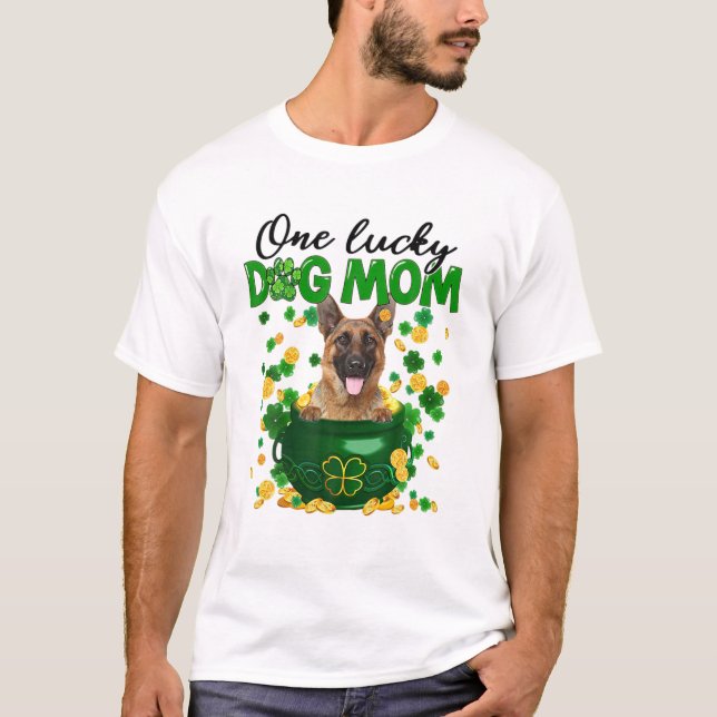 Camiseta Um Cachorro Feliz Mãe German shepherd Engraçado Mã (Frente)