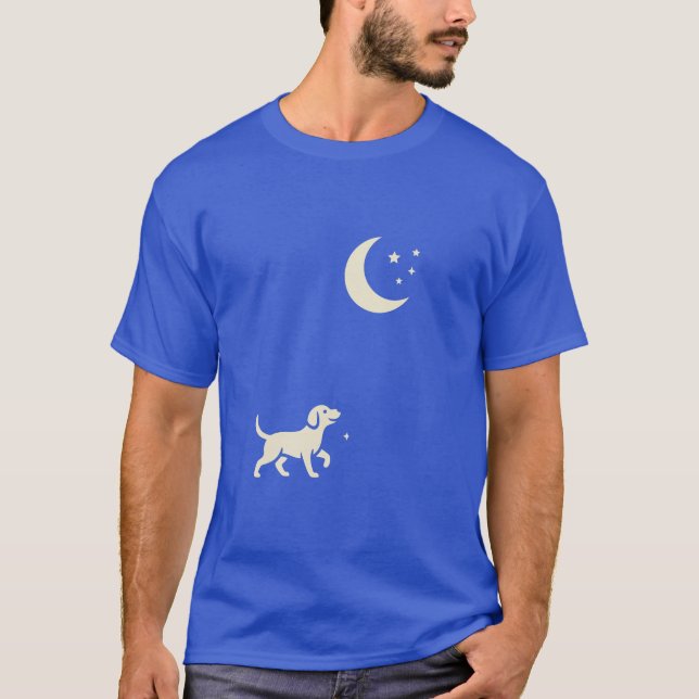 Camiseta um cachorro uma lua e estrelas (Frente)