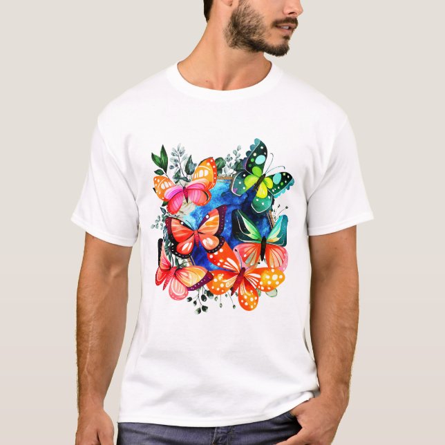 Camiseta Um Caleidoscópio De Borboletas (Frente)
