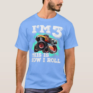 Camiseta Um Caminhão Monstro De 3 Anos De Aniversário