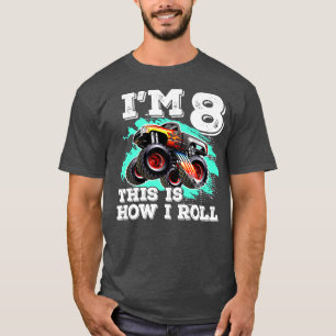 Camiseta Um Caminhão Monstro de Boys de Aniversário de 8 An