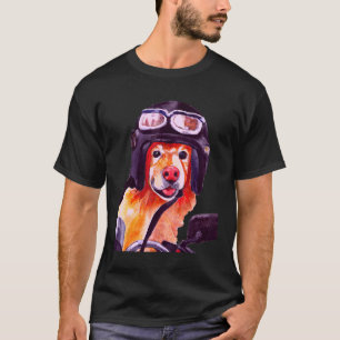 Camiseta Um cão vestindo capacete e motociclista