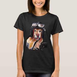 Camiseta Um cão vestindo capacete e motociclista 1