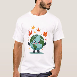 Camiseta Um Caráter de Terra Bonito e Sorridente cercado po