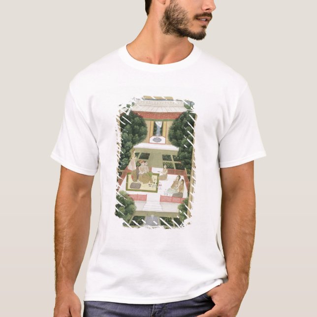 Camiseta Um casal em um jardim que escuta a música com (Frente)