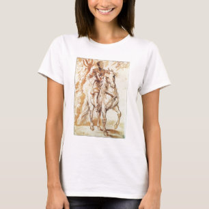 Camiseta Um cavaleiro montado na armadura (caneta e tinta