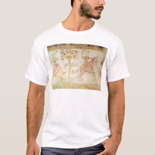 Camiseta Um cavaleiro que leva uma tocha flamejante